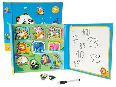 Adar, drewniane puzzle, układanka z tablicą suchościeralną, zwierzęta