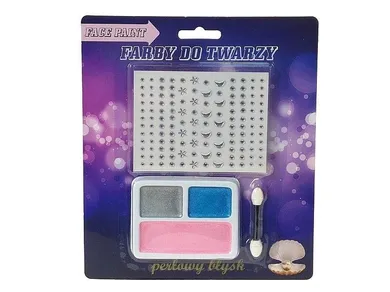 Adar, farby do malowania twarzy, perłowe, 3 kolory, zestaw z naklejkami
