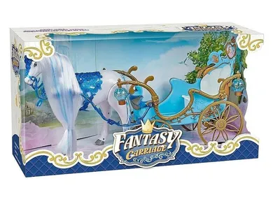 Adar, interaktywna karoca z koniem dla lalek, niebieska, 29 cm