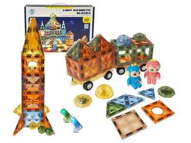 Adar, klocki magnetyczne ze światłem, 110 elementów