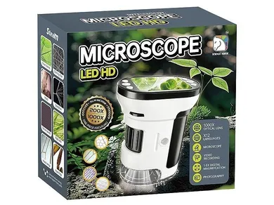 Adar, mikroskop z funkcją nagrywania i video, LED, 200x -1000x, zestaw edukacyjny