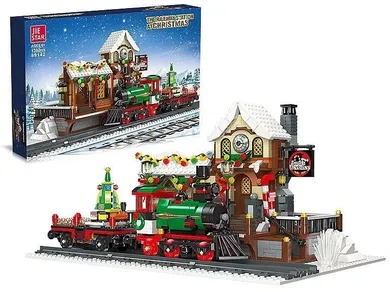 Adar, pociąg świąteczny, klocki konstrukcyjne LED, 1362 elementy