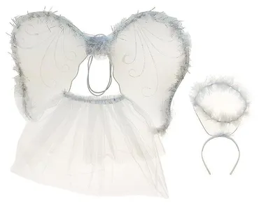 Adar, skrzydełka ze spódniczką, różdżka, aureolka