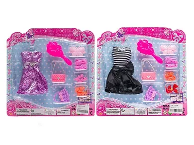 Adar, ubranko dla lalki, sukienka, szczotka, torebki, akcesoria