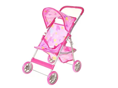 Adar, wózek dla lalek, w kolorowe serduszka, różowy
