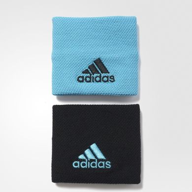 Adidas, opaska tenisowa na nadgarstek, błękitna i czarna