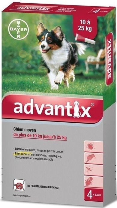 Advantix, krople dla psa do zwalczania kleszczy i pcheł, rozmiar L, 10-25 kg