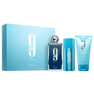 Afnan, 9AM Dive, zestaw: woda perfumowana, spray, 100 ml + żel pod prysznic, 150 ml + dezodorant, spray, 150 ml