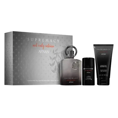 Afnan, Supremacy Not Only Intense, zestaw: ekstrakt perfum, spray, 100 ml + żel pod prysznic, 150 ml + dezodorant, sztyft, 75g