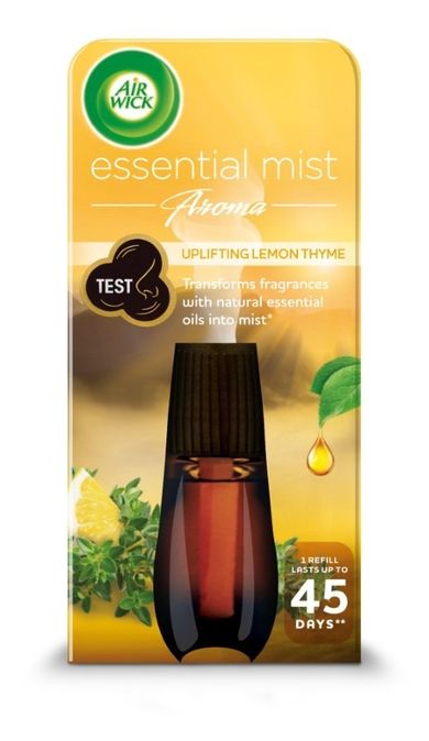 Air Wick, Essential Mist Aroma, orzeźwiający wkład do automatycznego odświeżacza o zapachu cytryny i tymianku, 20 ml