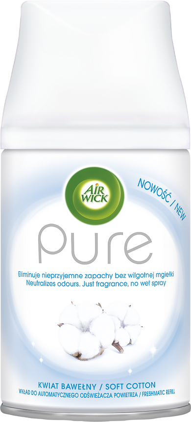 Air Wick, Pure, wkład do automatycznego odświeżacza powietrza Kwiat Bawełny, 250 ml