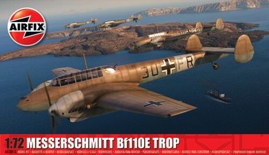 Airfix, Messerschmitt Bf 110E:E-2 Trop, model do sklejania, 1:72