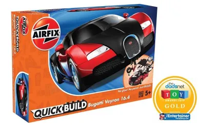 Airfix, Quickbuild, Bugatti Veyron, model do sklejania, czarno-czerwony