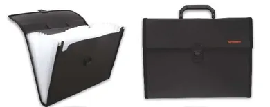 Aktówka z przegródkami z rączką PP-412, czarna, 1 szt.