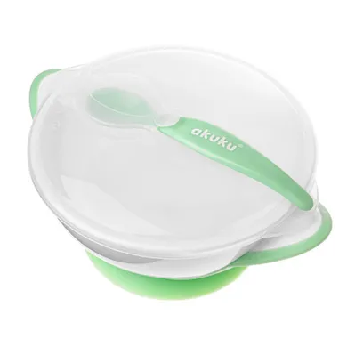 Akuku, miseczka na przyssawce, white, green