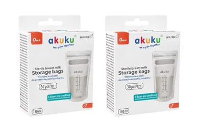 Akuku, sterylne woreczki do pokarmu, 2-pack, 2-30 szt.