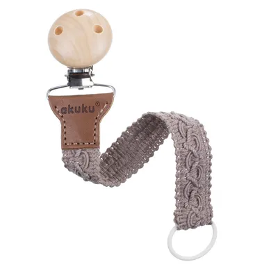 Akuku, tasiemka do smoczka, bawełna, beż