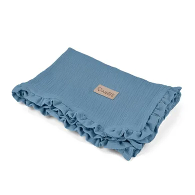 Albero Mio, kocyk z falbanką, niebieski, 80-100 cm