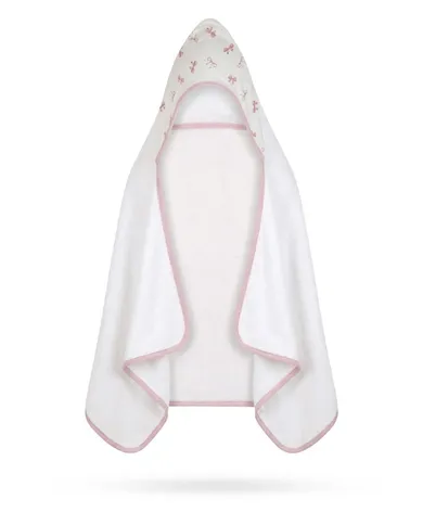 Albero Mio, Pudrowe kokardki, ręcznik bambusowy z kapturkiem, 70-120 cm