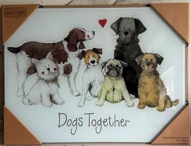 Alex Clark, deska ozdobna, szklana, 6 psów