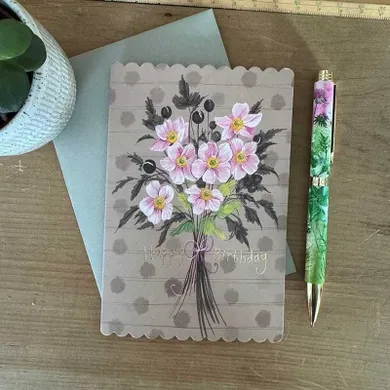 Alex Clark, karnet urodzinowy, bukiet kwiatów