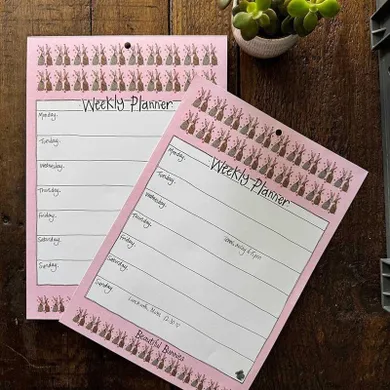 Alex Clark, tygodniowy planer, A4, 60 kartek, Króliczki