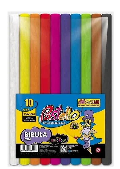 Alfa Pastello, bibuła marszczona mini, 25-200 cm, 10 kolorów
