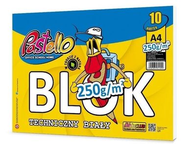 Alfa Pastello, blok techniczny A4, 250g, 10 kartek