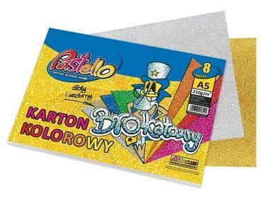 Alfa Pastello, karton brokatowy A5, 210g, 8 kartek