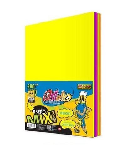 Alfa Pastello, papier ksero A4, 75g, 5 kolorów, 200 arkuszy, neon