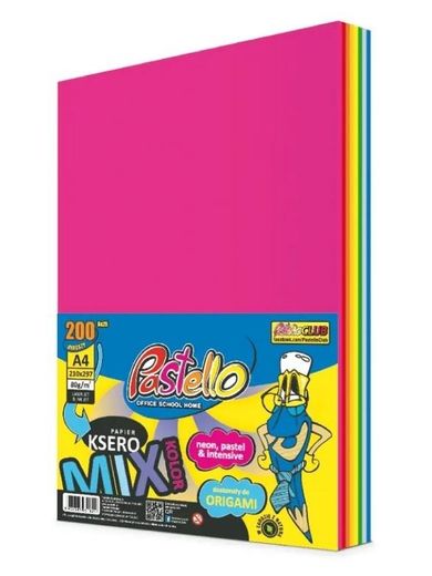 Alfa Pastello, papier ksero A4, 8 kolorów, 200 arkuszy