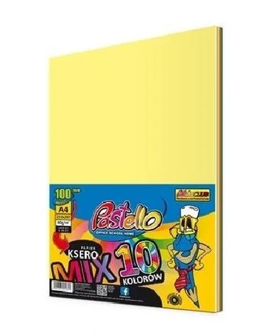 Alfa Pastello, papier ksero A4, 80g, 10 kolorów, 100 arkuszy