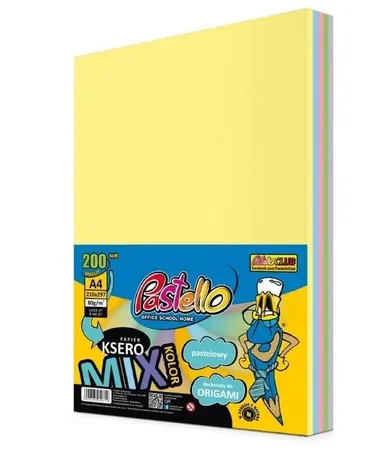 Alfa Pastello, papier ksero A4, 80g, 5 kolorów, 200 arkuszy, pastel