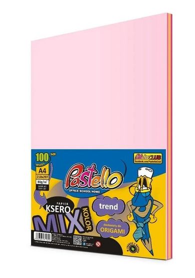 Alfa Pastello, papier ksero A4, 80g, 5 kolorów różowych, 100 arkuszy