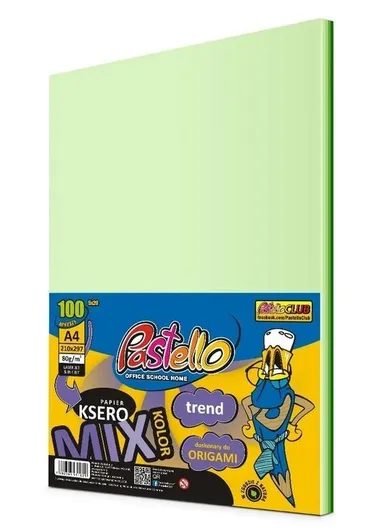 Alfa Pastello, papier ksero A4, 80g, 5 kolorów zielonych, 100 arkusz