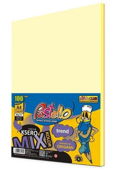 Alfa Pastello, papier ksero A4, 80g, 5 kolorów żółtych, 100 arkuszy