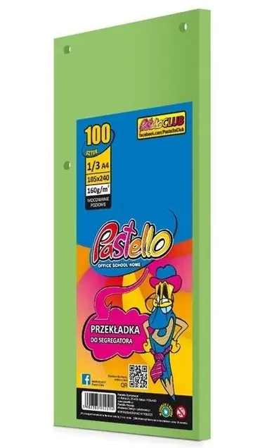 Alfa Pastello, przekładka do segregatora, 1/3 A4, 100 kartek, IT130 ziel