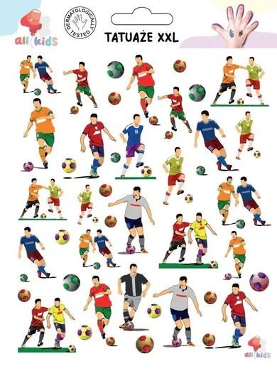All4kids, Piłkarze, tatuaże zmywalne, XXL