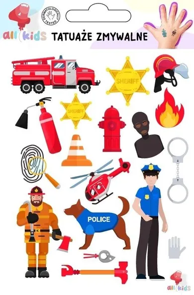 All4kids, Strażak i policjant, tatuaże zmywalne