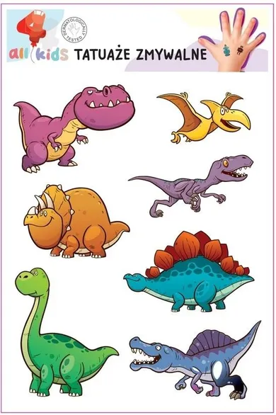 All4kids, tatuaże zmywalne dla dzieci, Dinozaury