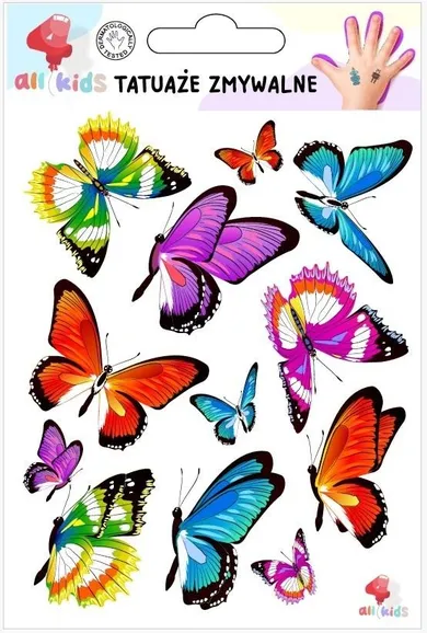 All4Kids, tatuaże zmywalne, kolorowe motyle