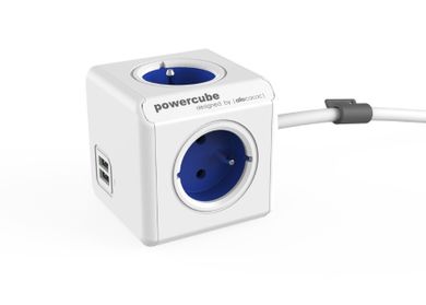 Allocacoc, PowerCube Extended USB, przedłużacz, niebieski, 1,5 m, 2402BL/FREUPC