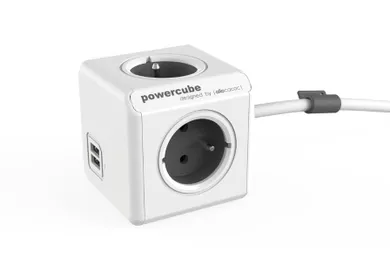 Allocacoc, PowerCube Extended USB, przedłużacz, szary, 3 m, 2404/FREUPC