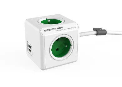 Allocacoc, PowerCube Extended USB, przedłużacz, zielony, 1,5 m, 2402GN/FREUPC