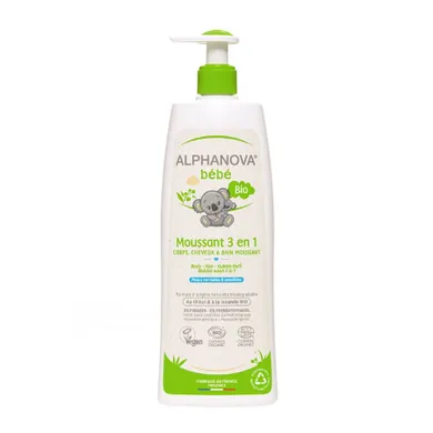 Alphanova Bebe, organiczny płyn do kąpieli dla dzieci 3w1, 500 ml