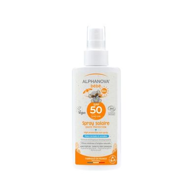 Alphanova Bebe, przeciwsloneczny spray o wysokim filtrze SPF 50, 125g