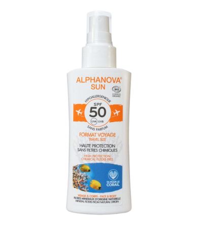 Alphanova Sun, spray z filtrem SPF50+, wersja podróżna, 90 g