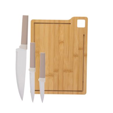 Altom Design, deska bambusowa, 24-33-1 cm + noże, taupe, 3 szt.