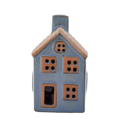 Altom Design, domek porcelanowy LED, niebieski, 6,5-6-11 cm