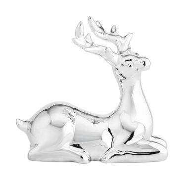 Altom Design, figurka ceramiczna renifer, 14-5,5-12,5 cm, w kolorze srebra